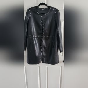 Chicos Faux Leather 3/4 Length Jacket - Size 2.